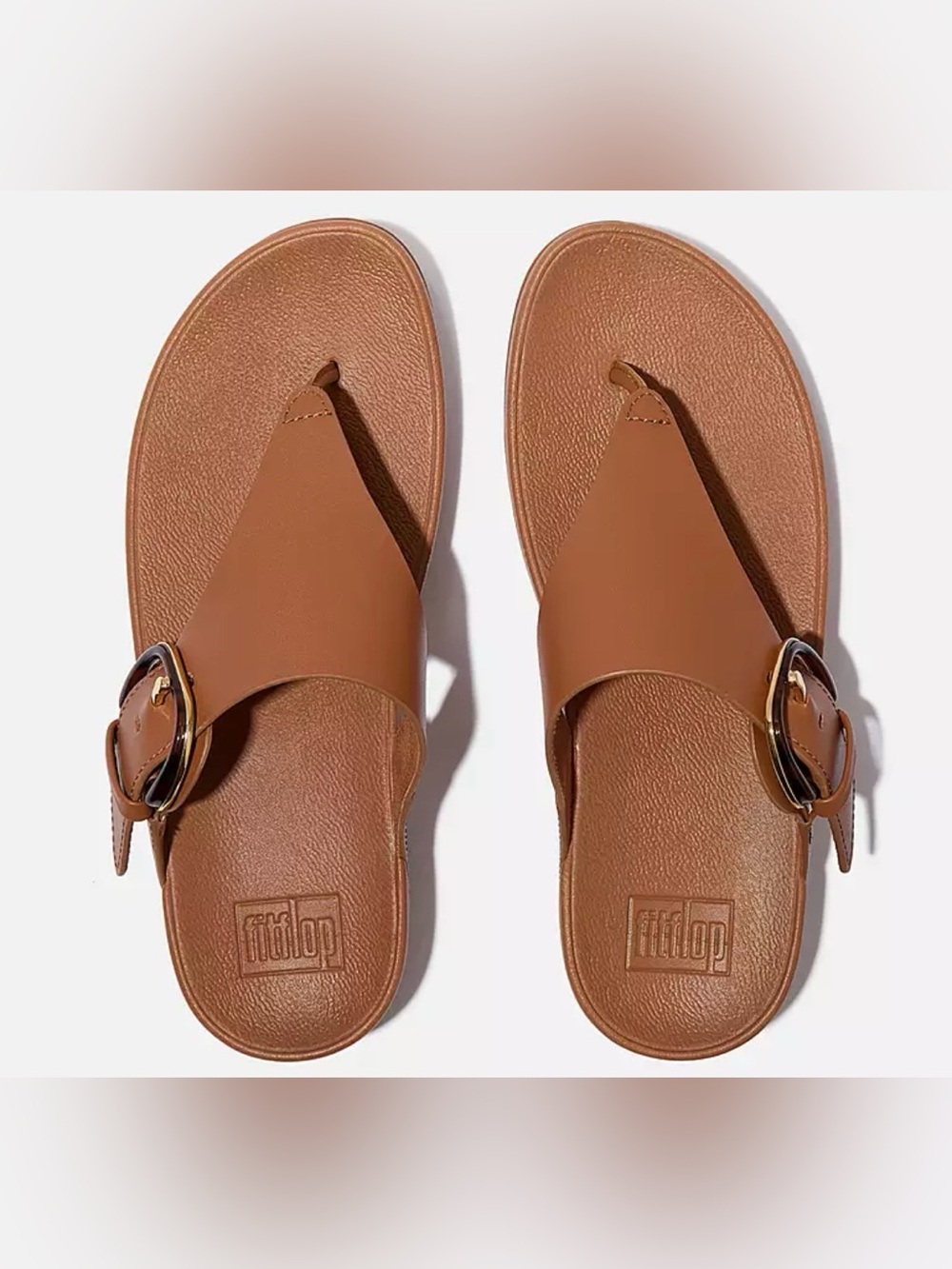 Fitflop NEW in Box Leather Lulu Resin Buckle Toe Post Sandal 8.5